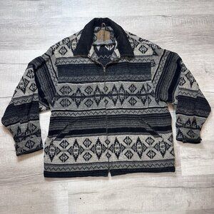 Vintage Woolrich Jacket Wool Aztec Tribal Chore Coat Grey Men’s Sz XL USA Made